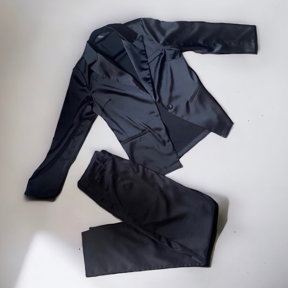 Vintage Satin Blazer Suit Set